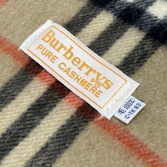 Auth Burberry's - Light Brown Black Red Cashmere Scarf - Picture 8 of 8